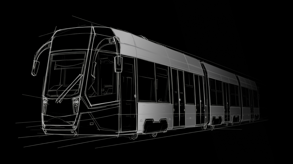 Szkic poszycia zewnętrznego tramwaju